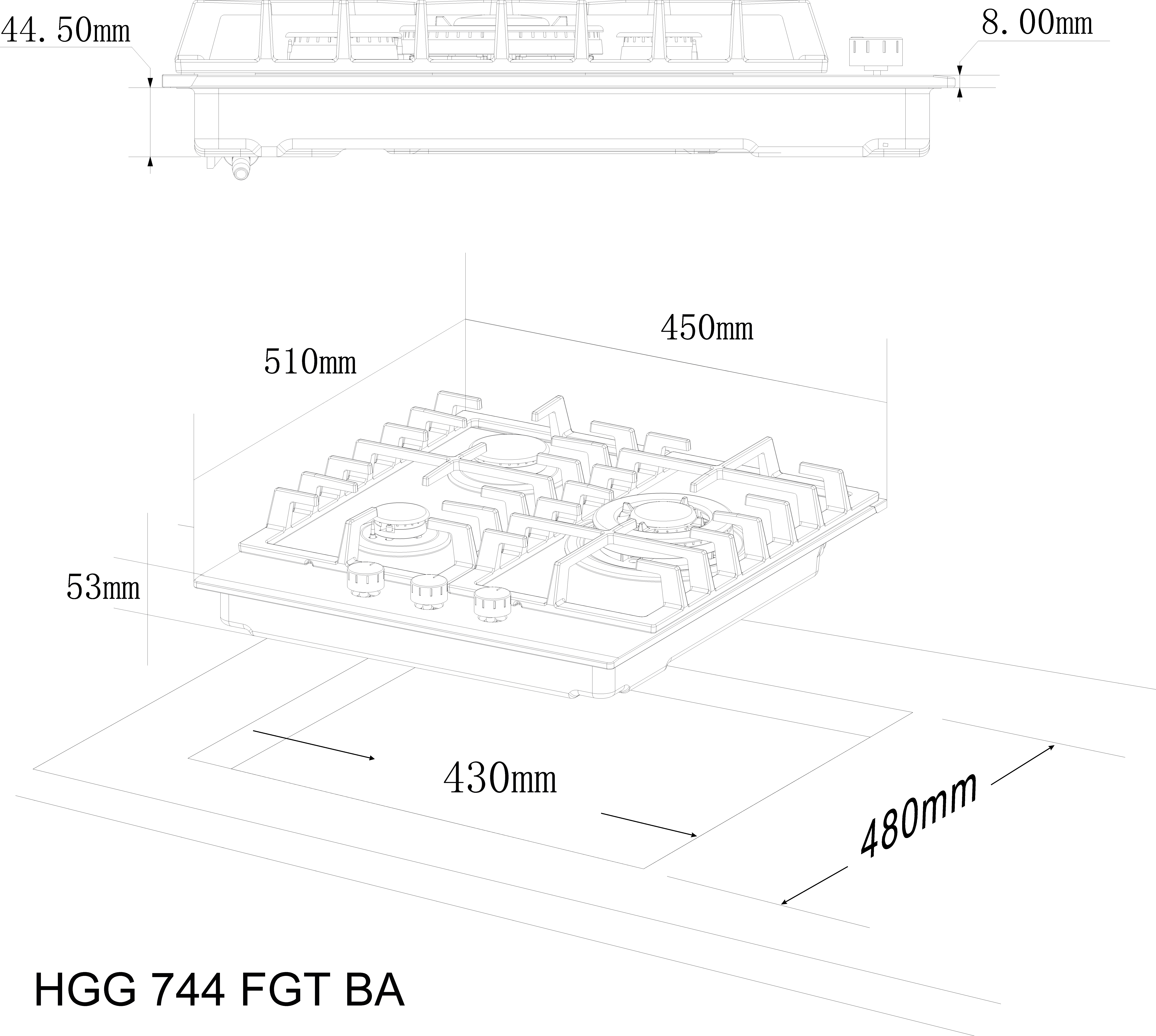 Варильна поверхня Interline HGG 744 FGT BA - 10