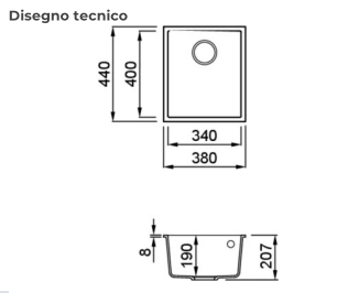 Мийка Elleci Q 100 under top bianco antico 62 - 3