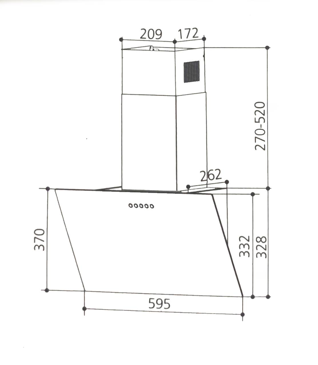 Витяжка Interline TEFFI SLIM BL A/60/GL/PB - 7