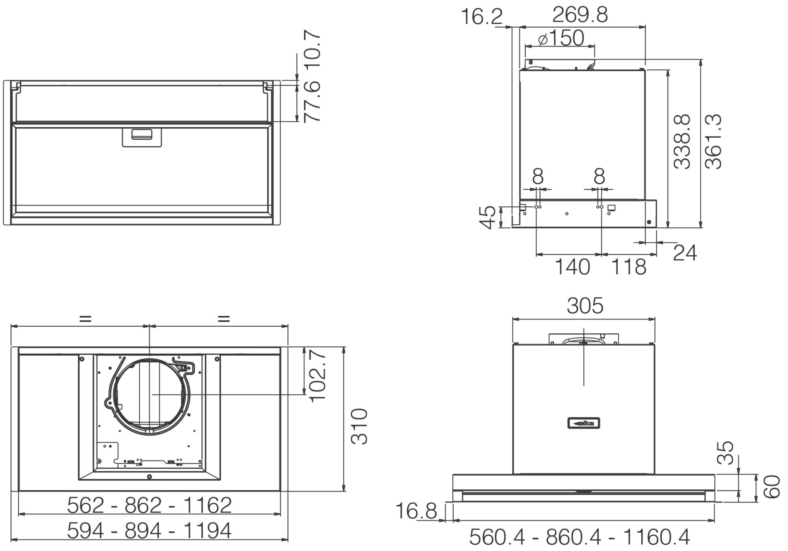 Витяжка Elica BOXIN LX/BL MAT/A/60 - 5