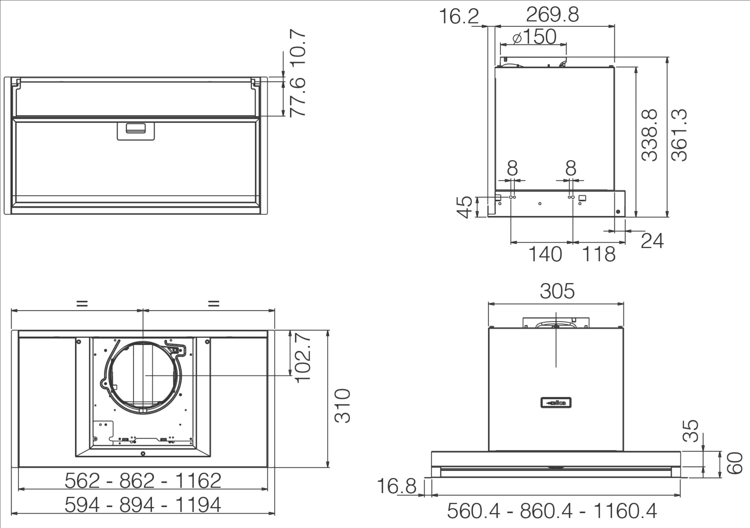 Витяжка Elica BOXIN LX/BL MAT/A/90 - 5