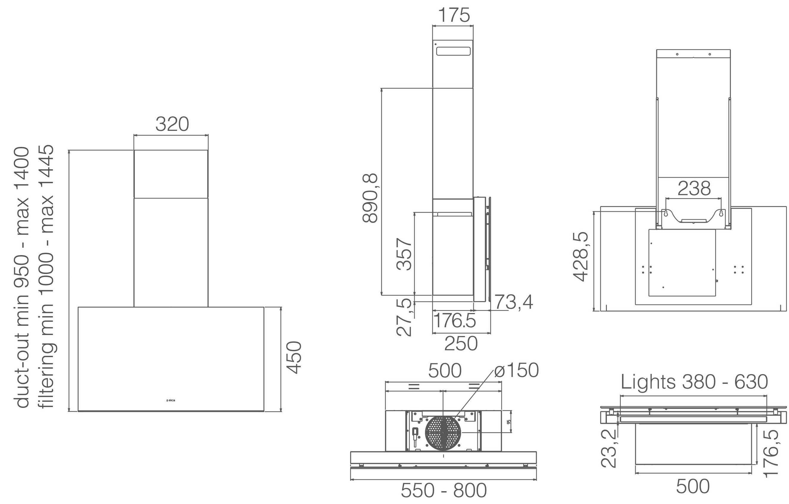 Витяжка Elica PLAT @ WH/F/80 - 8