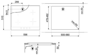 Варильна поверхня Smeg SI 764BSM - 2