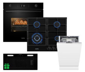 Комплект Духовка Interline OEG 592 ETW BA+Поверхня газInterline HGG 764 FGT BA+ Посудомийна машина Interline DWI 549 BSA  GA=Витяжка LINE SENS A/60 GL/PB  у подарунок - 1