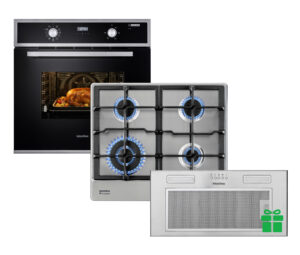 Комплект Духова шафа Interline OES 543 ECC XA + Поверхня газ Interline HGS 763 FGT XM FLAME = Вбудована Витяжка SMART S IX A/60/T  у подарунок - 1