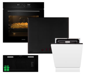 Комплект Духовка Interline OEG 734 ETD BA+Поверхня інд. Interline HIV 767 SIB BB Nano Matte+Посудомийна машина Interline DWI 760 DSV WA=Витяжка LINE SENS A/60 GL/PB  у подарунок - 1