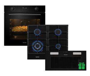 Комплект Духова шафа Interline OEG 741 ETG BA + Поверхня газ Interline HGG 764 FGT BA = Вбудована Витяжка SMART S BL A/60/T  у подарунок - 1