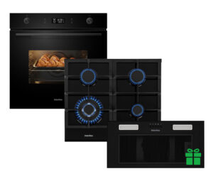 Комплект Духова шафа Interline OEG 592 ETW BA + Поверхня газ Interline HGG 764 FGT BA = Вбудована Витяжка SMART S BL A/60/T  у подарунок - 1