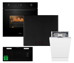 Комплект Духовка Interline OEG 592 ETW BA+Поверхня інд. Interline HIV 767 SIB BB Nano Matte + Посудомийна машина Interline DWI 549 BSA GA =Витяжка LINE SENS A/60 GL/PB  у подарунок - 1