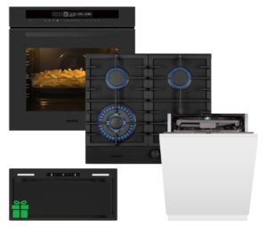 Комплект Духовка Interline OEG 935 STG BA Pure Black+Поверхня газ Interline HGG 964 FGT BH Nano Matte+Посудомийна машина Interline DWI 965 DSO WA =Витяжка STRONG MATT BL A/60/GL/M INV у подарунок - 1