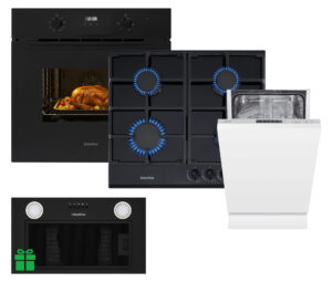 Комплект Духовка Interline OEG 581 ECR BA+Поверхня газ Interline VGS 463 FGK BA+Посудомийна машина Interline DWI 440 TSH GA++  =Витяжка BASIC Black A/60/PB у подарунок - 1
