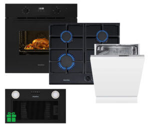 Комплект Духовка Interline OEG 581 ECR BA+Поверхня газ Interline VGS 463 FGK BA+Посудомийна машина Interline DWI 669  TSD GA++ =Витяжка BASIC Black A/60/PB у подарунок - 1