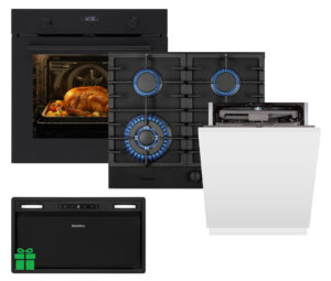Комплект Духовка Interline OEG 781 ETR BA Nano Matte+Поверхня газ Interline HGG 964 FGT BH Nano Matte + Посудомийна машина Interline DWI 965 DSO WA  =Витяжка BOXGLASS BL A/60 PB/2/T/2  у подарунок - 1