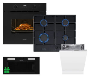 Комплект Духовка Interline OEG 581 ECR BA+Поверхня газ Interline VGS 463 FGK BA+Посудомийна машина Interline DWI 669  TSD GA++ =Витяжка SMART S BL A/60/TB у подарунок - 1