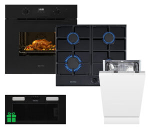Комплект Духовка Interline OEG 581 ECR BA+Поверхня газ Interline VGS 463 FGK BA+Посудомийна машина Interline DWI 540 TSH GA+  =Витяжка SMART S BL A/60/Tу подарунок - 1