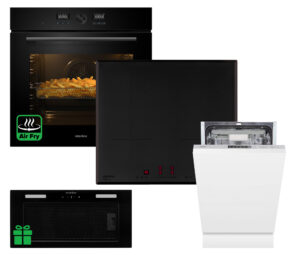 Комплект Духовка Interline OEG 734 ETD BA+Поверхня інд. Interline HIV 767 SIB BB Nano Matte + Посудомийна машина Interline DWI 549 BSA GA =Витяжка LINE SENS A/60 GL/PB у подарунок - 1