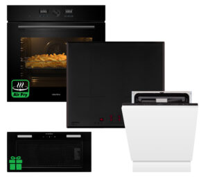 Комплект Духовка Interline OEG 734 ETD BA+Поверхня інд. Interline HIV 767 SIB BB Nano Matte+Посудомийна машина Interline DWI 760 DSV WA=Витяжка LINE SENS A/60 GL/PB у подарунок - 1