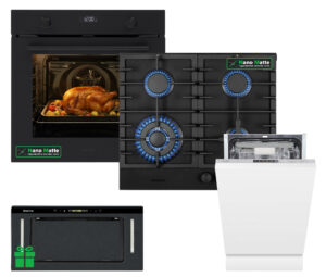 Комплект Духовка Interline OEG 781 ETR BA Nano Matte+Поверхня газ Interline HGG 964 FGT BH Nano Matte + Посудомийна машина Interline DWI 549 BSA GA =Витяжка JOLLY BL A/60/GL/K Nano Ma  у подарунок - 1