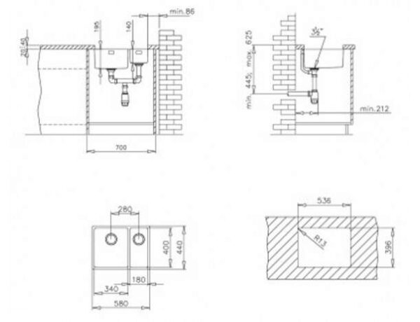 Мийка Teka BE LINEA R15 2B 580 код 10125167 - 2