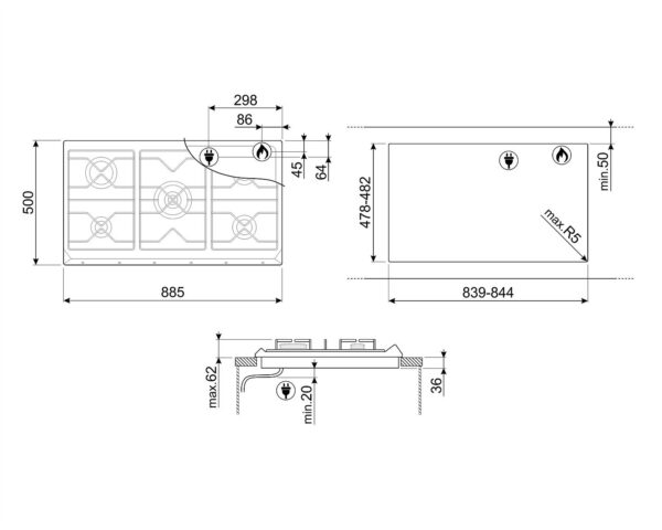 Варильна поверхня Smeg SRV 896AOGH - 5