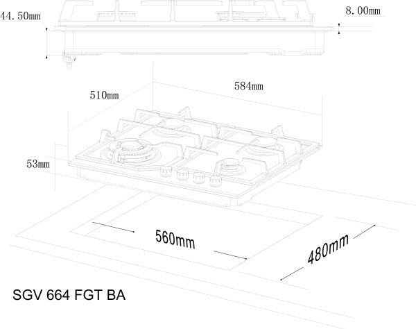 Варильна поверхня Interline SGV 664 FGT BA - 9