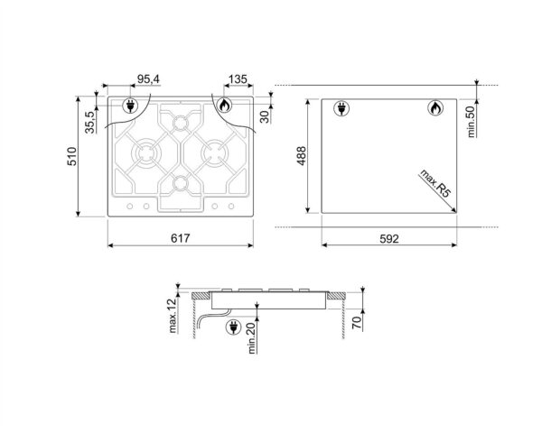 Варильна поверхня Smeg PGF 64-4 - 5