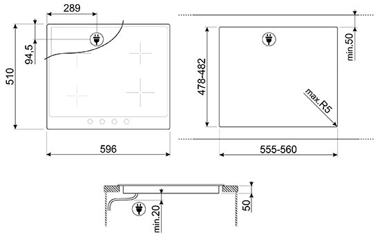 Варильна поверхня Smeg SI 764AOM - 2