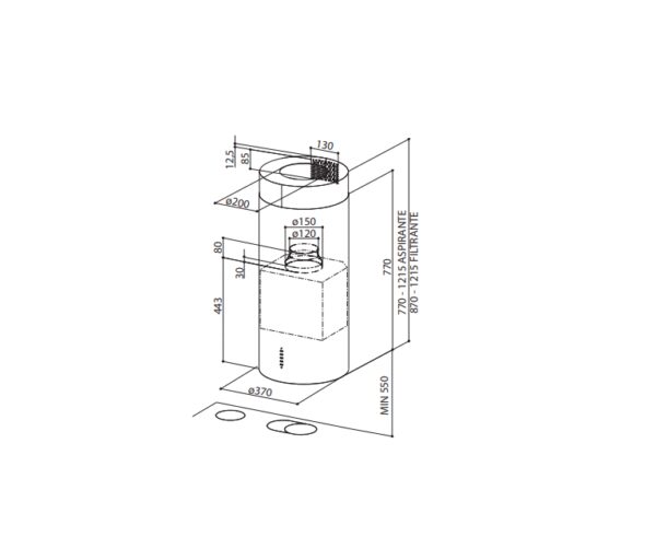 Витяжка Faber CYLIND I.EVO PLUS BK MATT A37 - 2