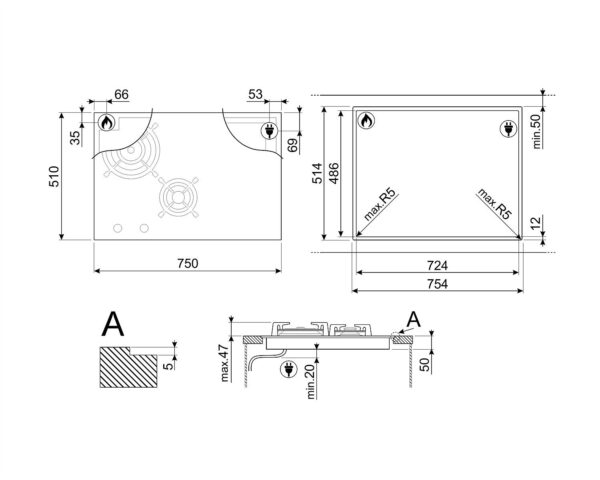 Варильна поверхня Smeg PM3743D - 5