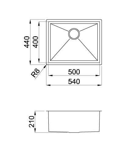 Мийка Elleci Square 500 under top - 2