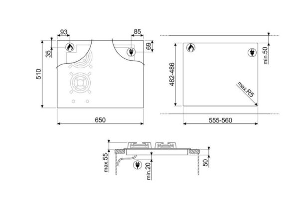 Варильна поверхня Smeg PM 6643R - 2