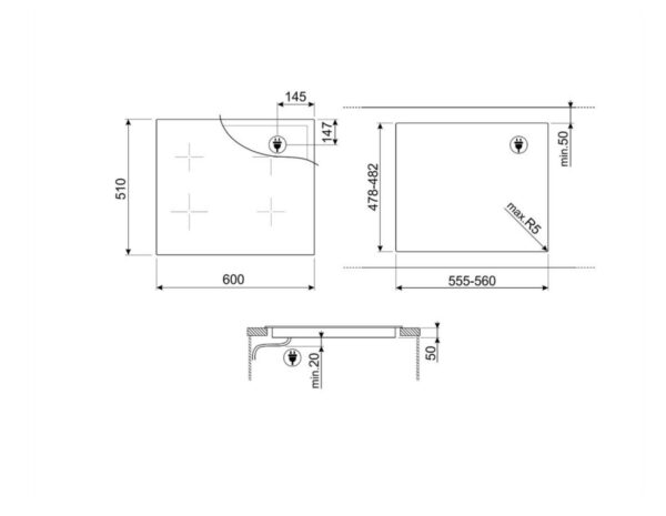 Варильна поверхня Smeg SIM 1644DG - 2