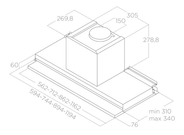 Витяжка Elica BOXIN LX/BL MAT/A/60 - 6