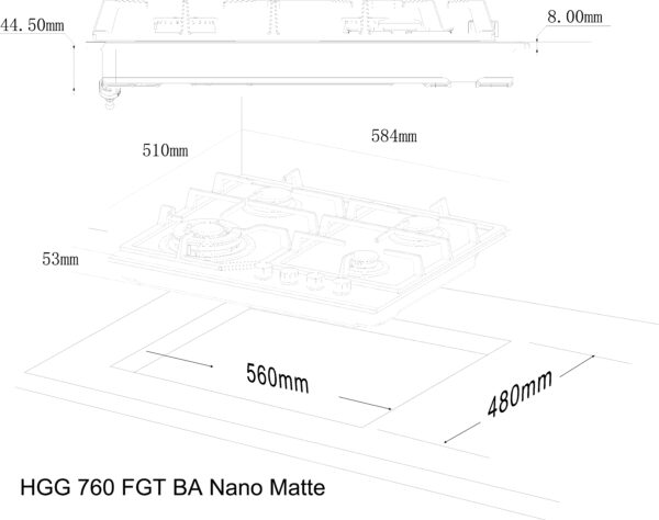 Варильна поверхня Interline HGG 760 FGT BA Nano Matte - 6