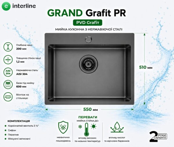Мийка Interline GRAND Grafit PR - 2