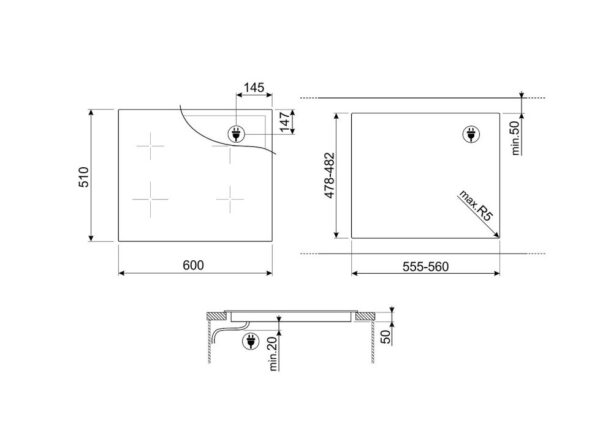 Варильна поверхня Smeg SIM 3644D - 8