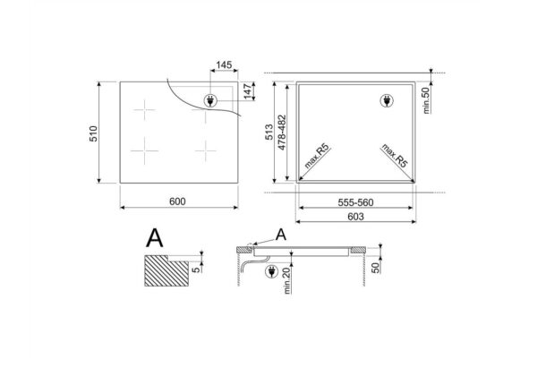 Варильна поверхня Smeg SIM 3644D - 9