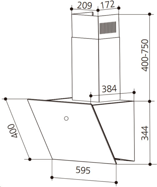 Витяжка Interline FLOW MATT BL A/60/GL/M - 1