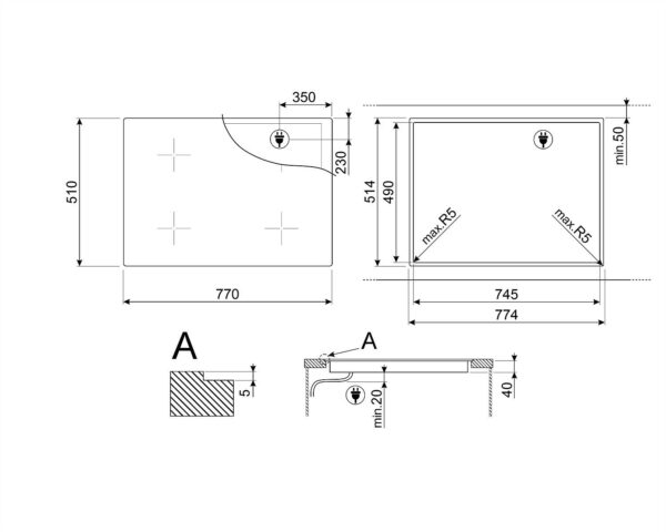 Варильна поверхня Smeg SE 484EMTD - 2