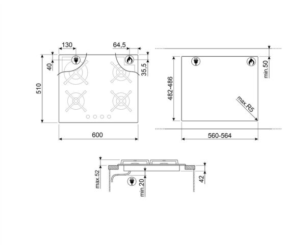 Варильна поверхня Smeg PV 364N - 5
