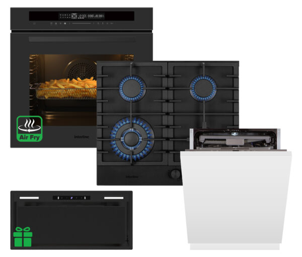 Комплект Духовка Interline OEG 935 STG BA Nano Matte+Поверхня газ Interline HGG 964 FGT BH Nano Matte+Посудомийна машина Interline DWI 965 DSO WA =Витяжка STRONG BL A/60/GL/M INV Nano  у подарунок - 1