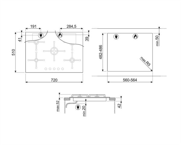 Варильна поверхня Smeg PV 375N - 4