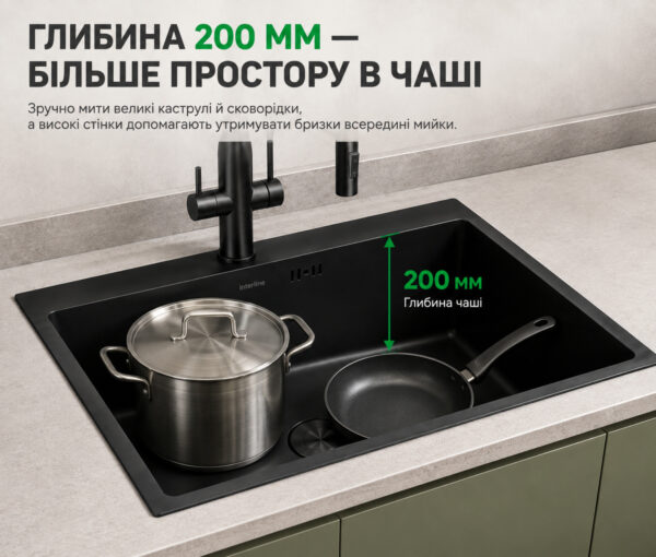 Мийка Interline ELEGANT Matt Black - 3