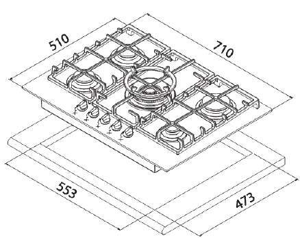 Варильна поверхня Teka CGW LUX 70 5G AI AL TR - 2