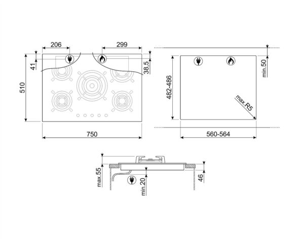 Варильна поверхня Smeg PV 675CNR - 3