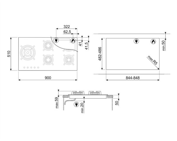 Варильна поверхня Smeg PV 695LCNR - 8