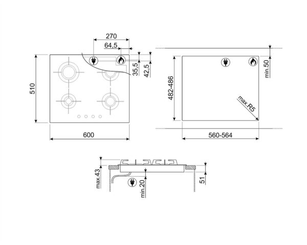 Варильна поверхня Smeg PVL 664CN - 10
